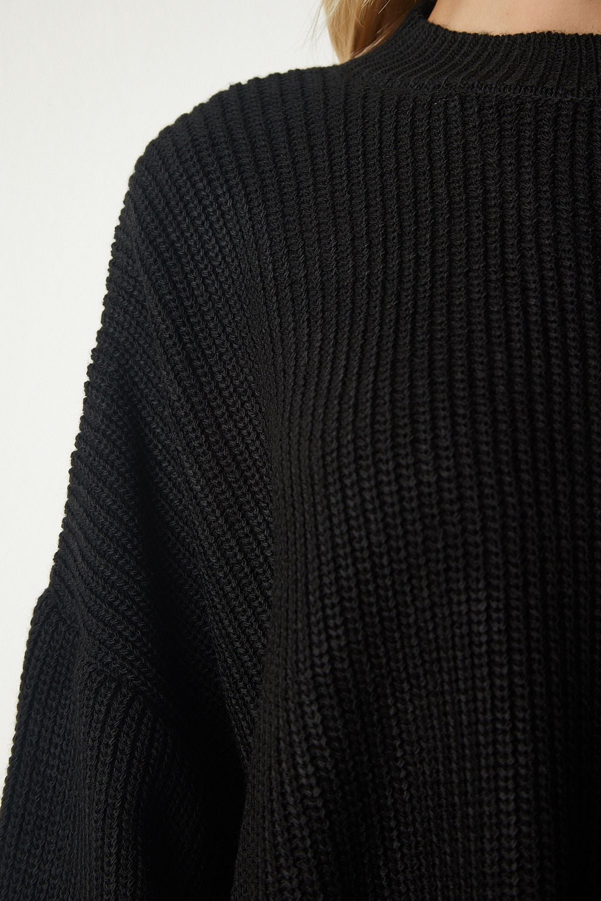 Siyah Oversize Basic Triko Kazak mx00126