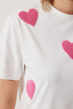 Beyaz Dokulu Kalpli Oversize Örme T-Shirt CR00433
