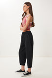 Siyah Capri Rahat Gabardin Pantolon GP00019