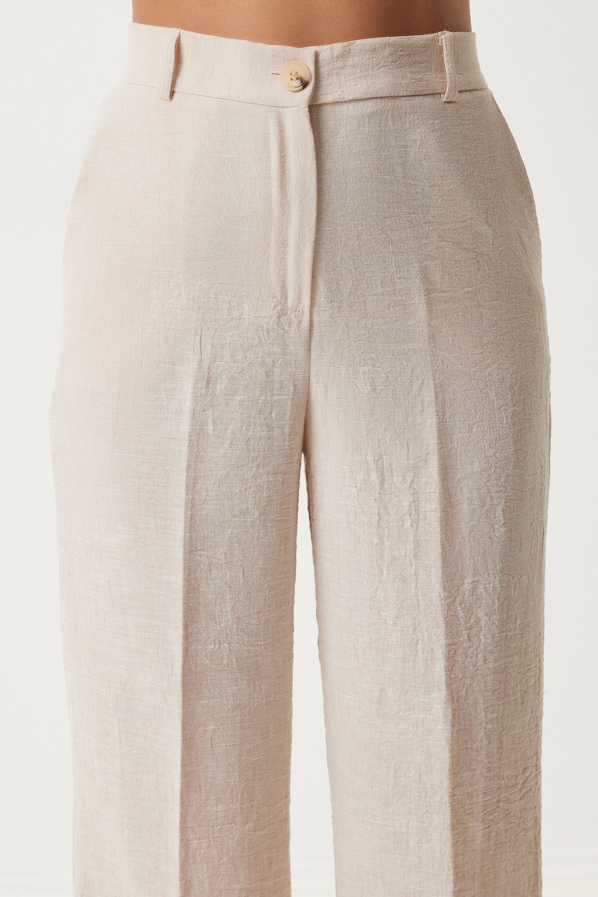 Krem Şal Yaka Oversize Yelek Pantolon Takım  FN03230