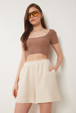 Krem Cepli Müslin Şort RG00054