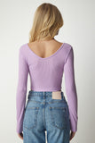 Haki Lila V Yaka 2'Li Paket Crop Bluz ub00177