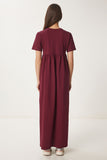 Bordo Oversize Yazlık Örme Elbise DZ00122