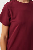 Bordo Bisiklet Yaka Basic Krep Elbise TO00136