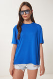 Koyu Mavi Basic Örme T-Shirt EN00642