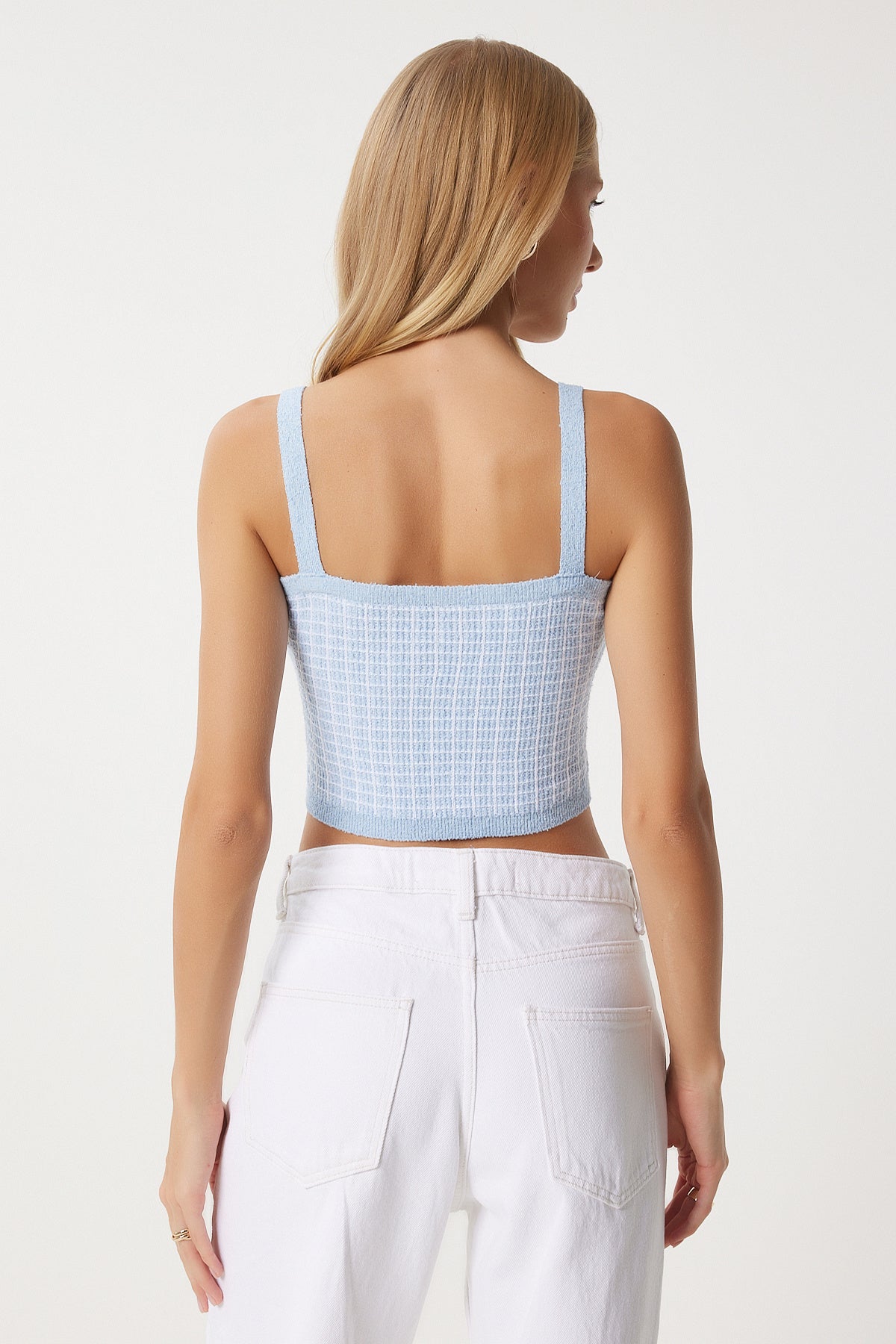 Bebe Mavi Triko Crop Hırka Takım PF00093