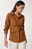 Camel Altın Aplikeli Poplin Gömlek US00975