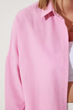 Pembe Oversize Uzun Basic Gömlek  DD00842