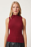 Bordo Boğazlı Pamuklu Örme Bluz GT00004