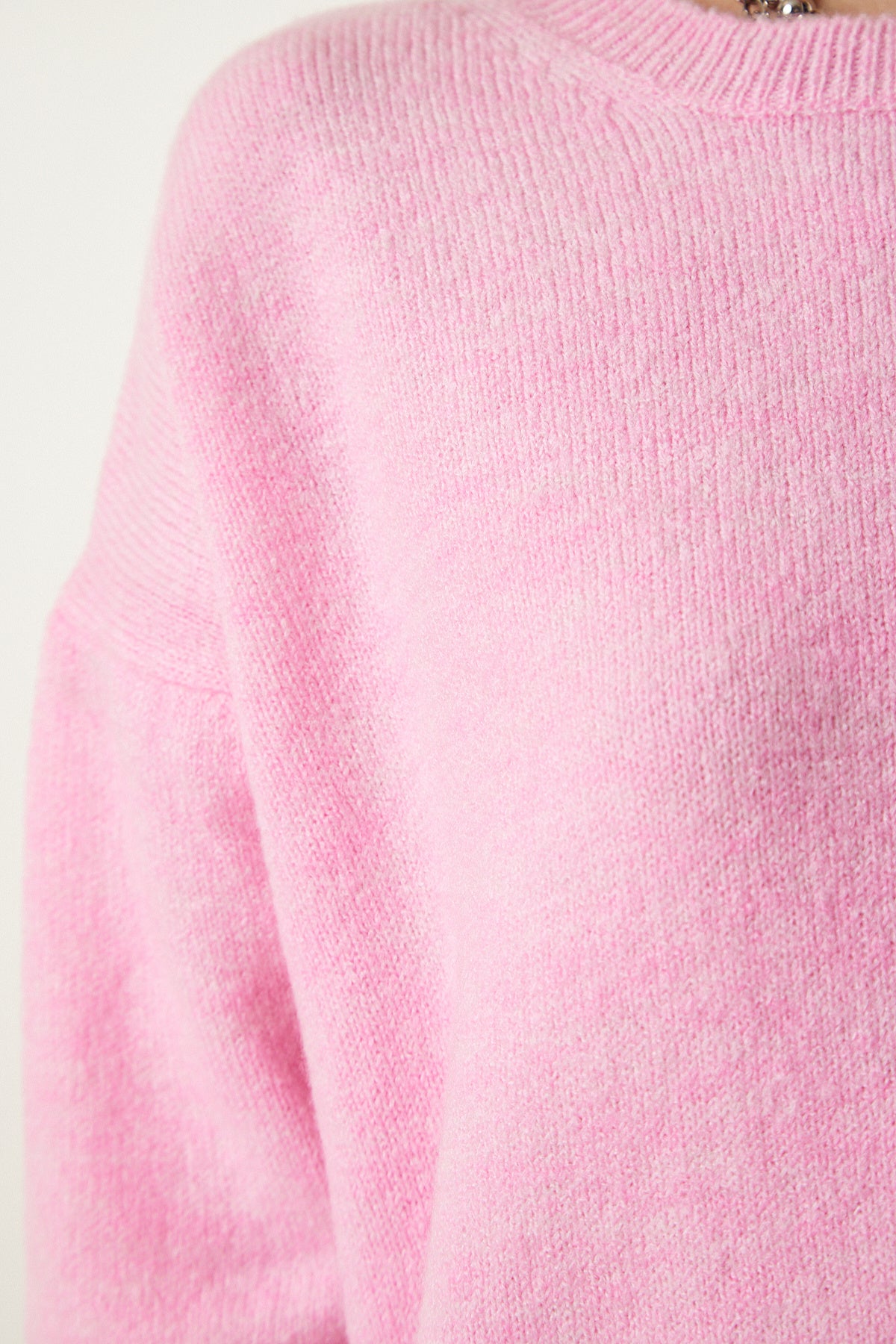Şeker Pembe Oversize Triko Kazak PN00054