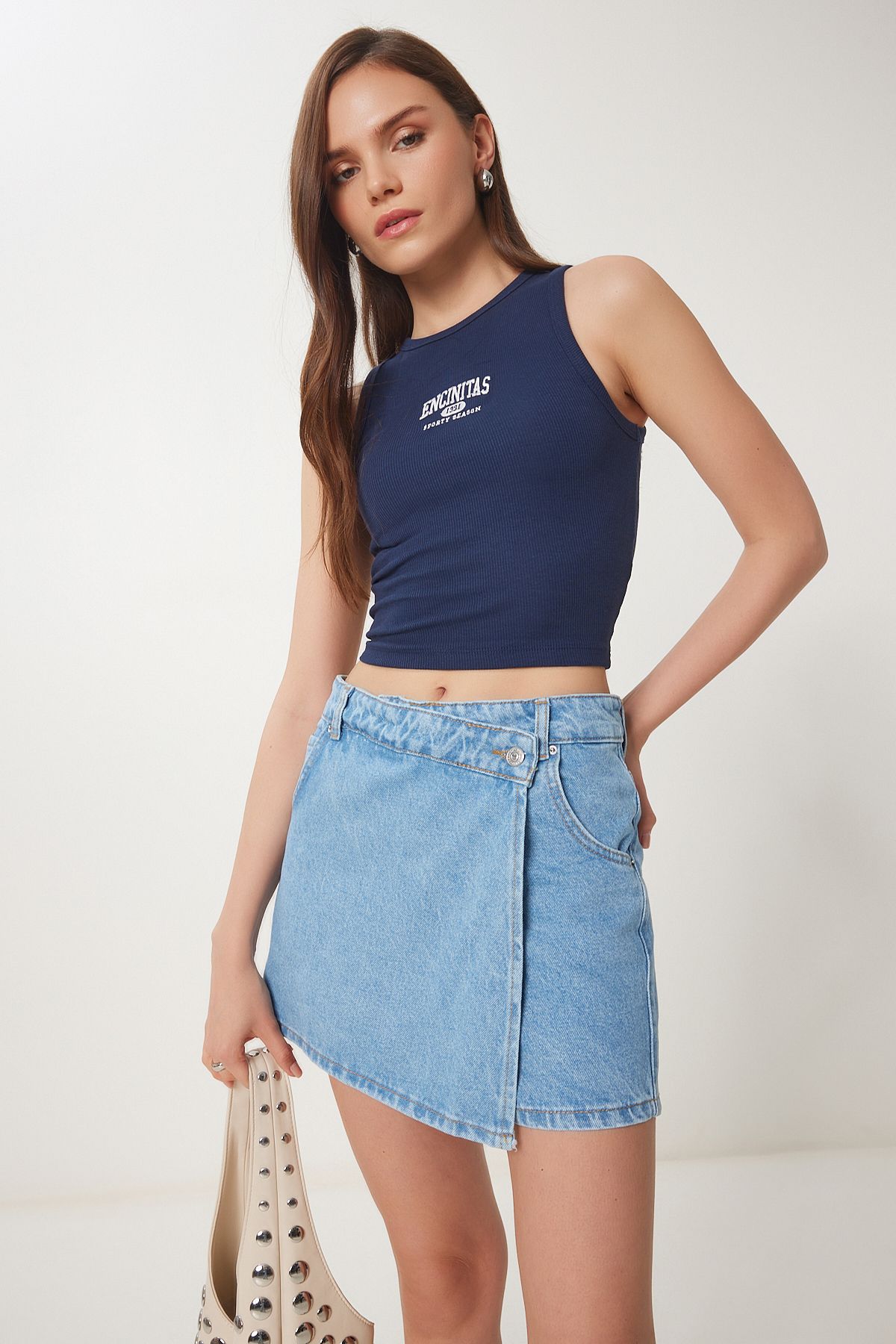 Mavi Mini Denim Şort Etek OK00066