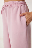 Şeker Pembe Geniş Paça Keten Pantolon DP00261