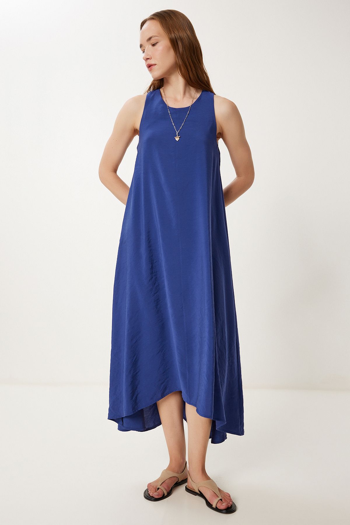 Mor Kolsuz Basic Yazlık Tencel Elbise WF00150