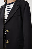 Siyah Vatkalı Oversize Dokuma Ceket KT00028
