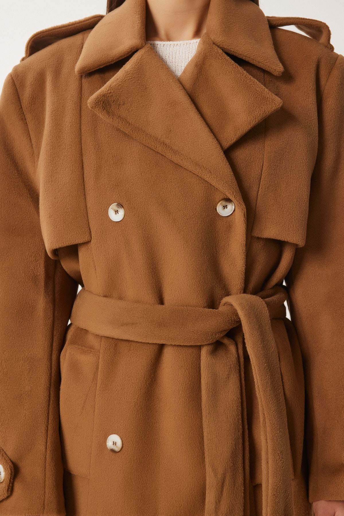 Camel Premium Oversize Kaşe Kaban FN03441