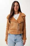 Camel Suni Kürklü Nubuk Ceket DD01371