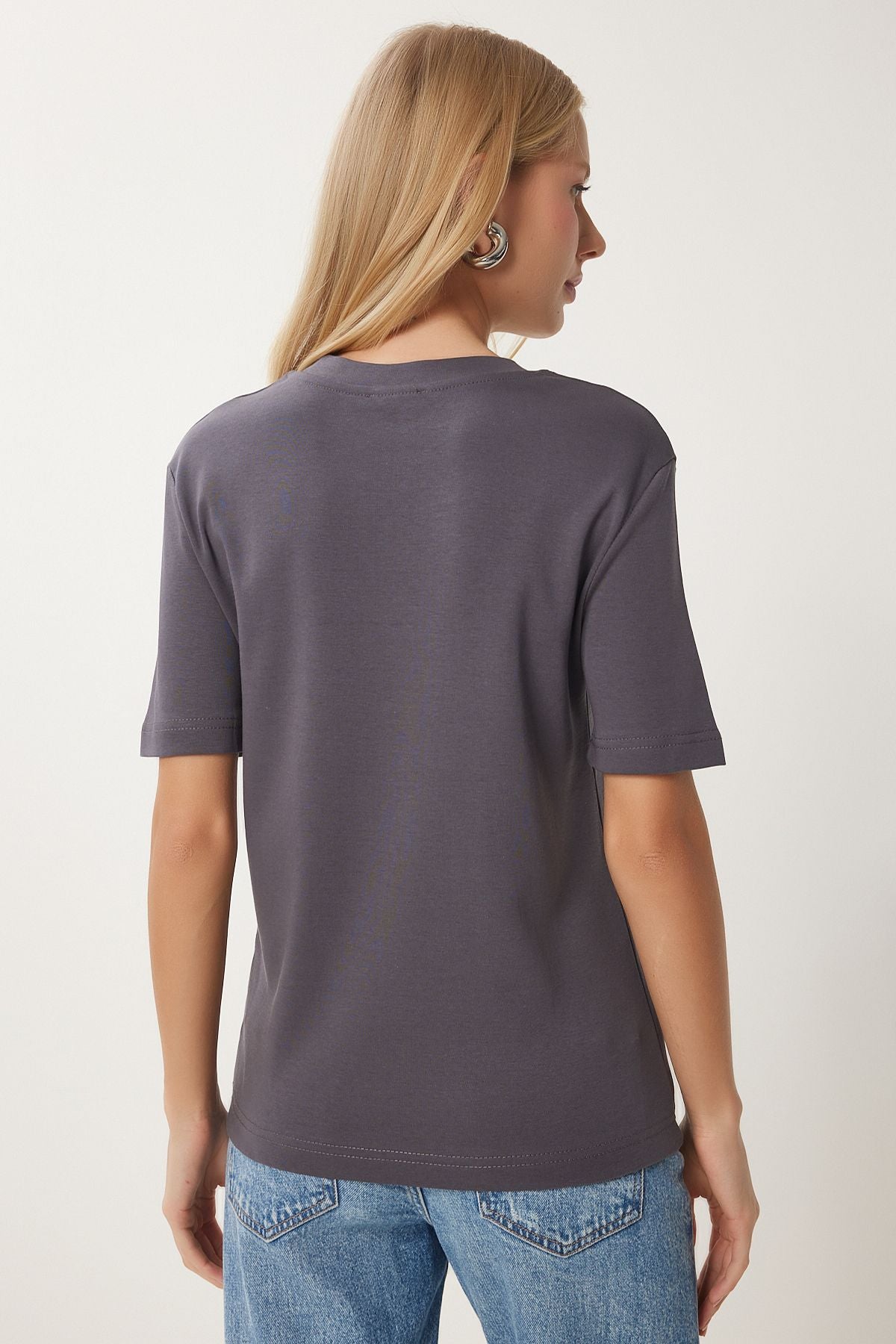 Füme Pamuklu Basic Örme T-Shirt AG00001
