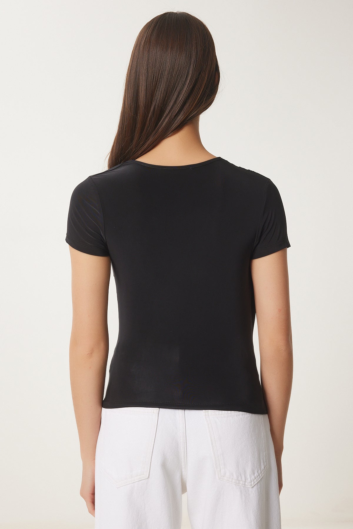 Siyah Drape Detaylı Sandy Örme Bluz Lİ00115