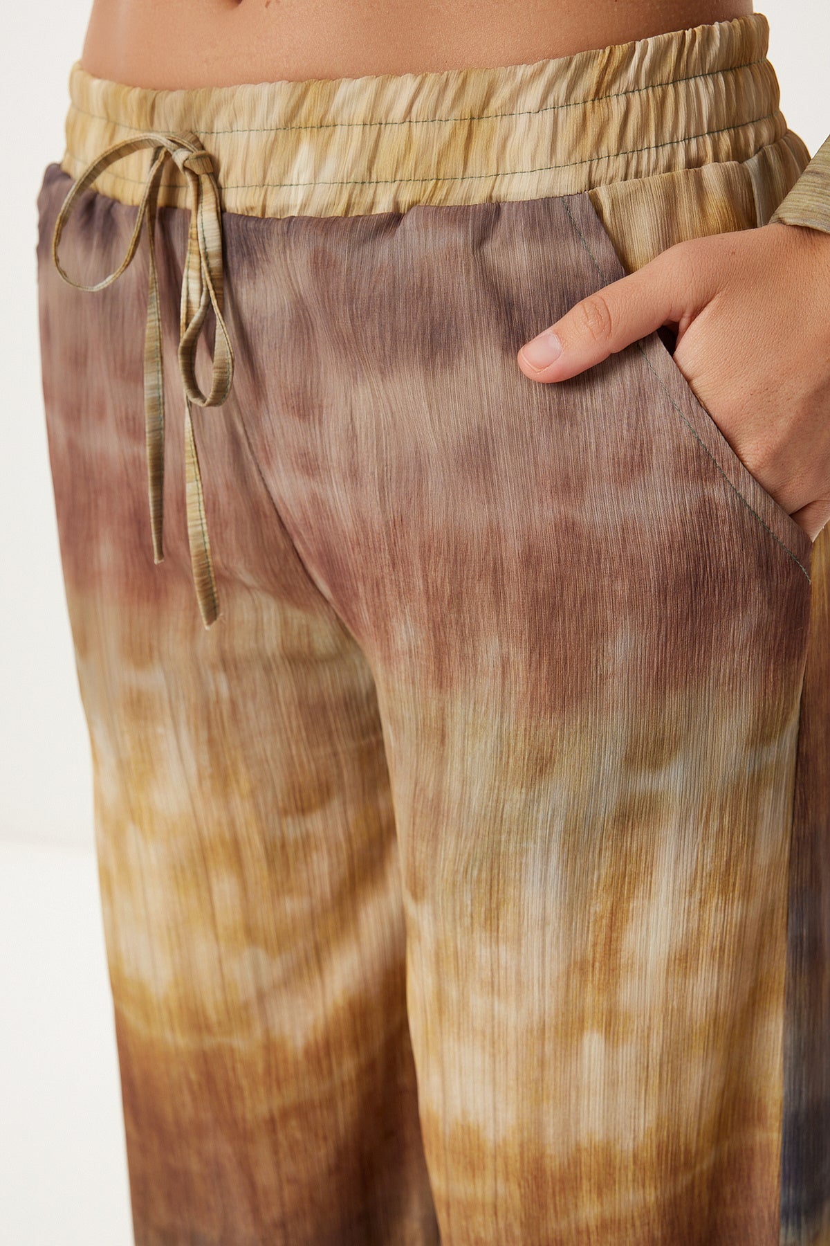 Vizon Sarı Batik Desenli Dokuma Gömlek Pantolon Takım HR00006