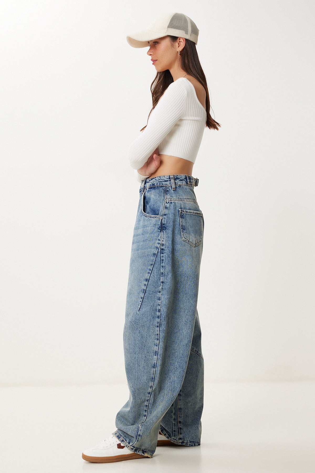 Orta Mavi Yıkamalı Baggy Denim Jean RG00080