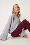 Gri Geniş Kol Oversize Örme Sweatshirt  FN03334