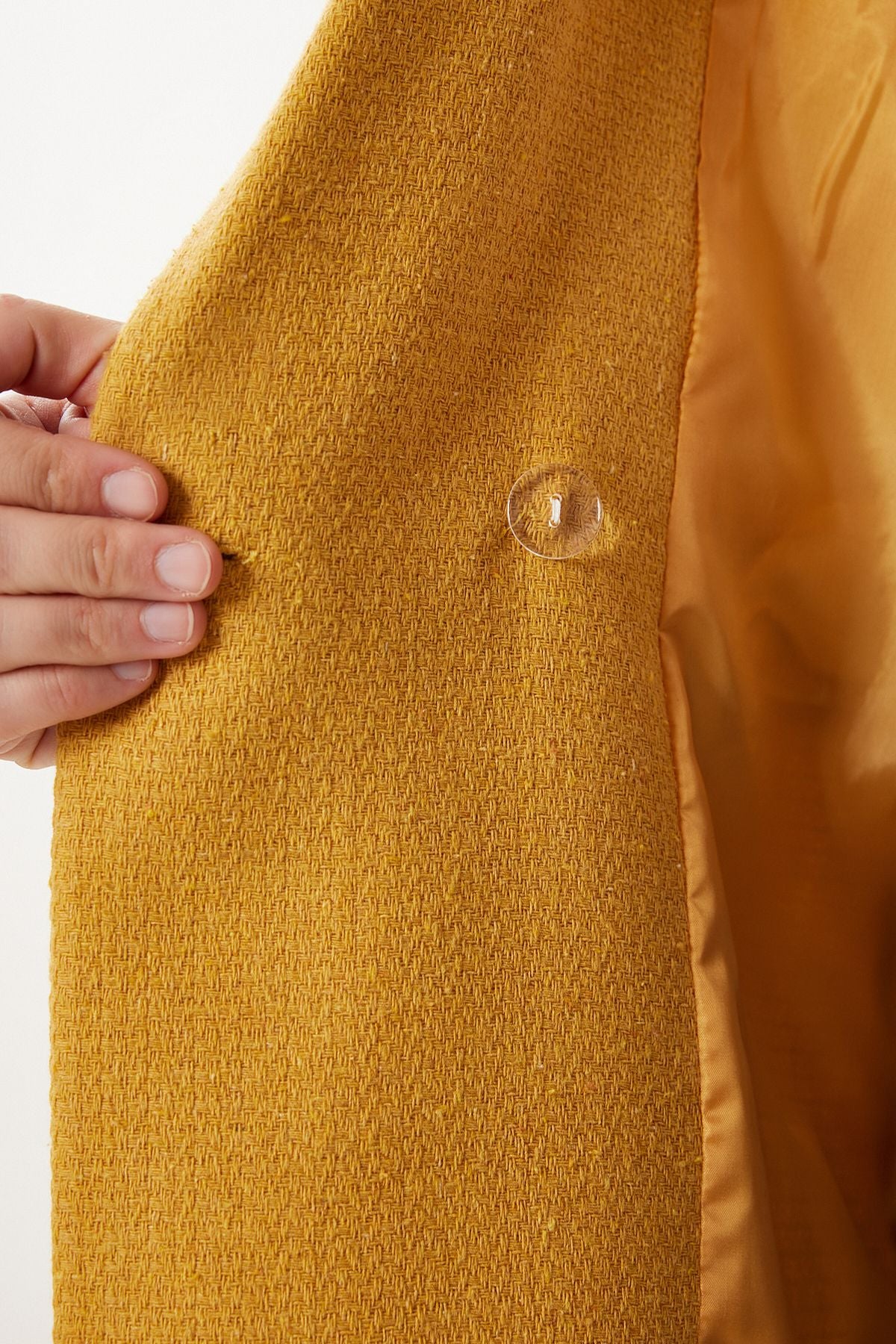 Hardal Vatkalı Şık Düğmeli Tüvit Blazer Ceket XL00005
