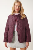 Bordo Geniş Cepli Kapitone Ceket FN03395
