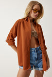 Tarçın Oversize Uzun Basic Gömlek  DD00842