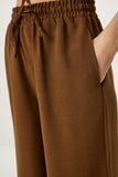 Kahverengi Geniş Paça Keten Pantolon DP00261