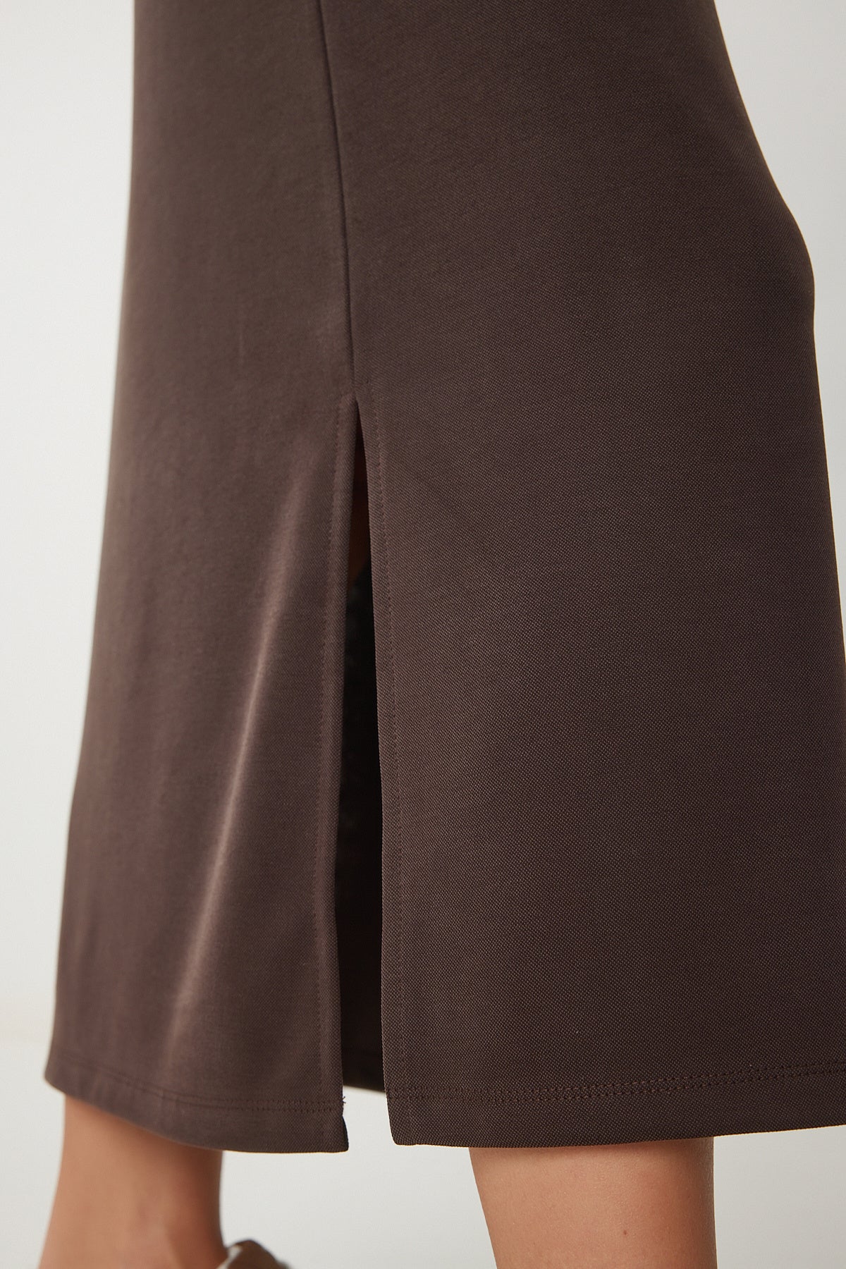 Kahverengi Basic Yazlık Modal Elbise SJ00002