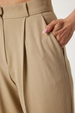 Krem Pilili Cepli Dokuma Palazzo Pantolon US00978
