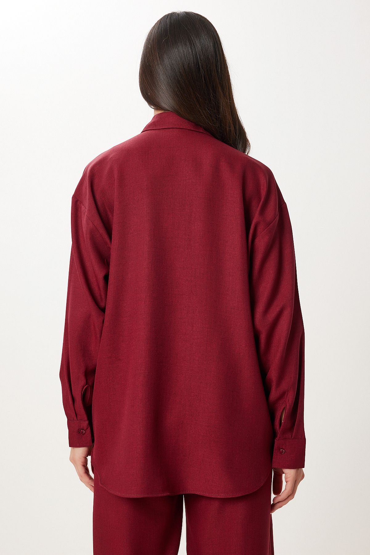 Bordo Keten Gömlek Pantolon Takım PB00051