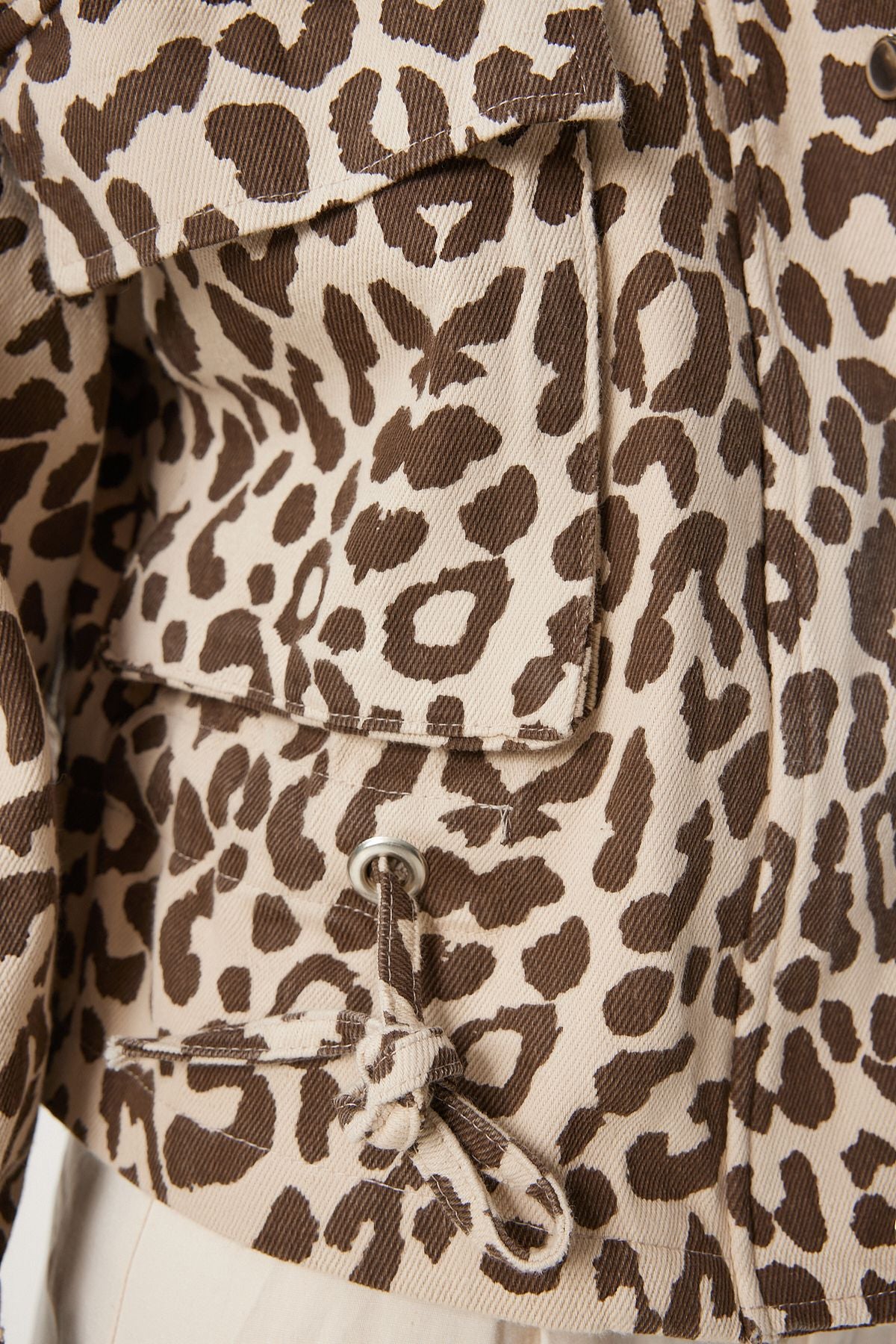 Bej Kahverengi Leopar Desenli Gabardin Ceket SA00031