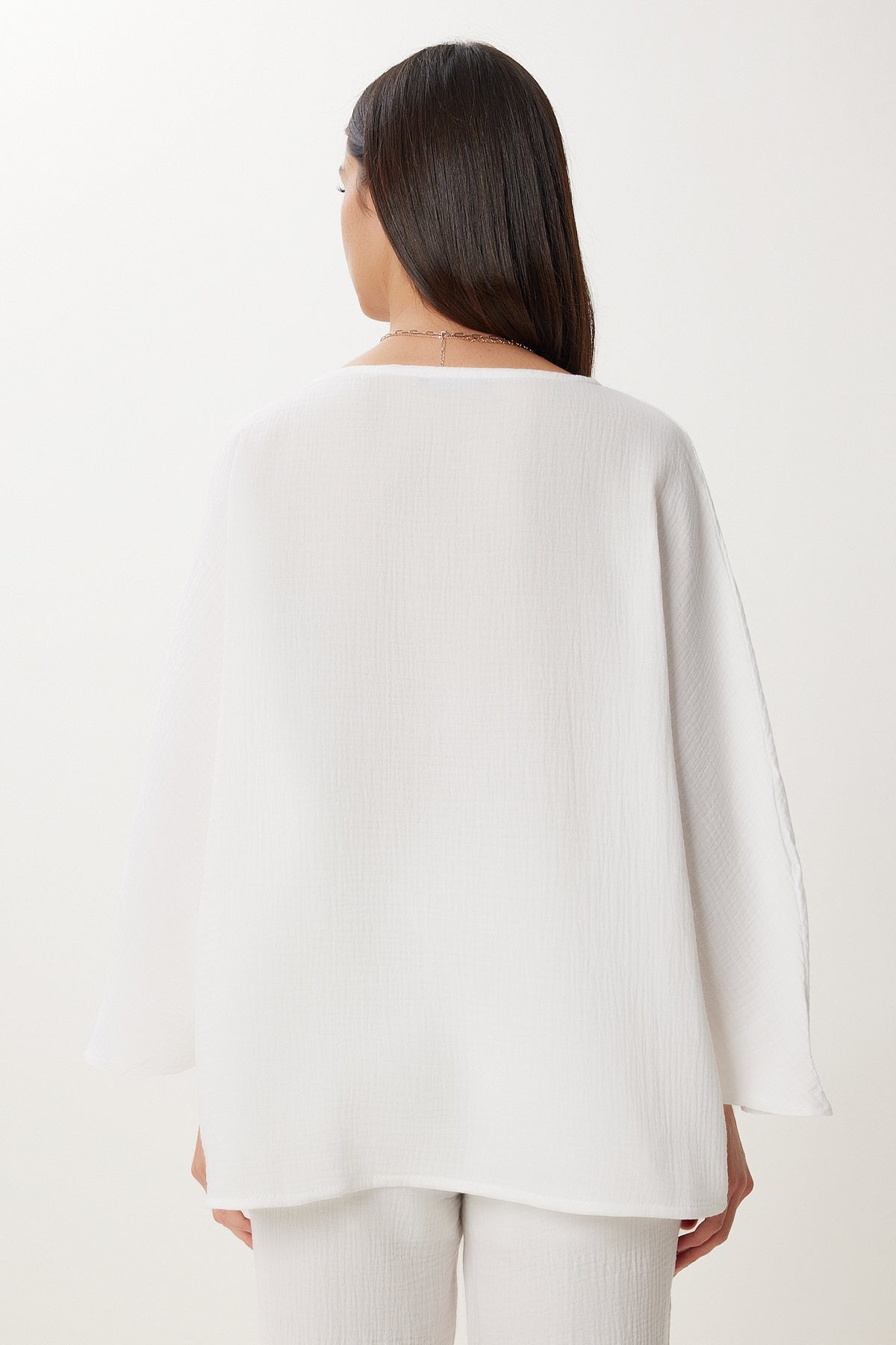Ekru Müslin Bluz Pantolon Takım  FN03473