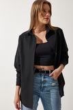 Siyah Oversize Uzun Basic Gömlek DD00842