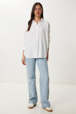 Ekru Oversize Keten Gömlek PB00052