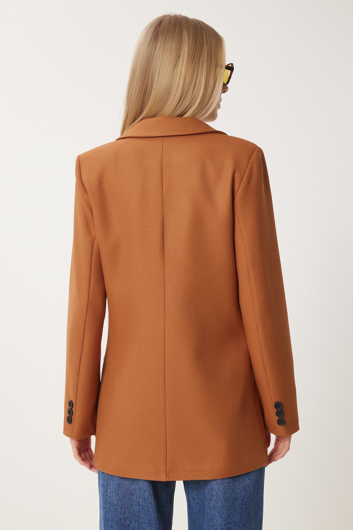 Taba Vatkalı Dokuma Blazer Ceket HL00005