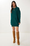 Zümrüt Yeşili Oversize Uzun Basic Triko Kazak BV00099