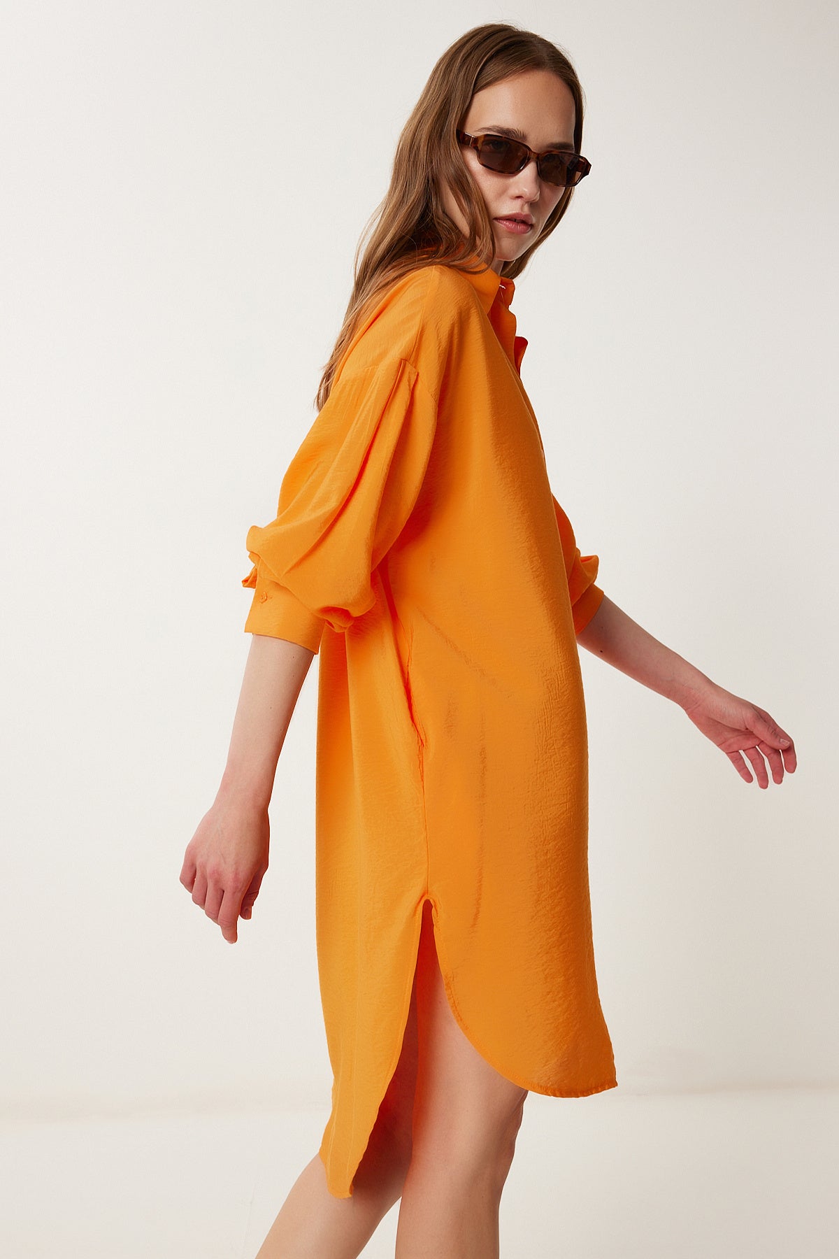 Oranj Oversize Midi Ayrobin Gömlek Elbise WF00106