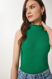 Yeşil Boğazlı Pamuklu Örme Bluz GT00004