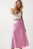 Pembe Saten Yüzeyli Etek DD01144