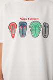 Ekru Oversize Baskılı Örme T-Shirt ZV00279