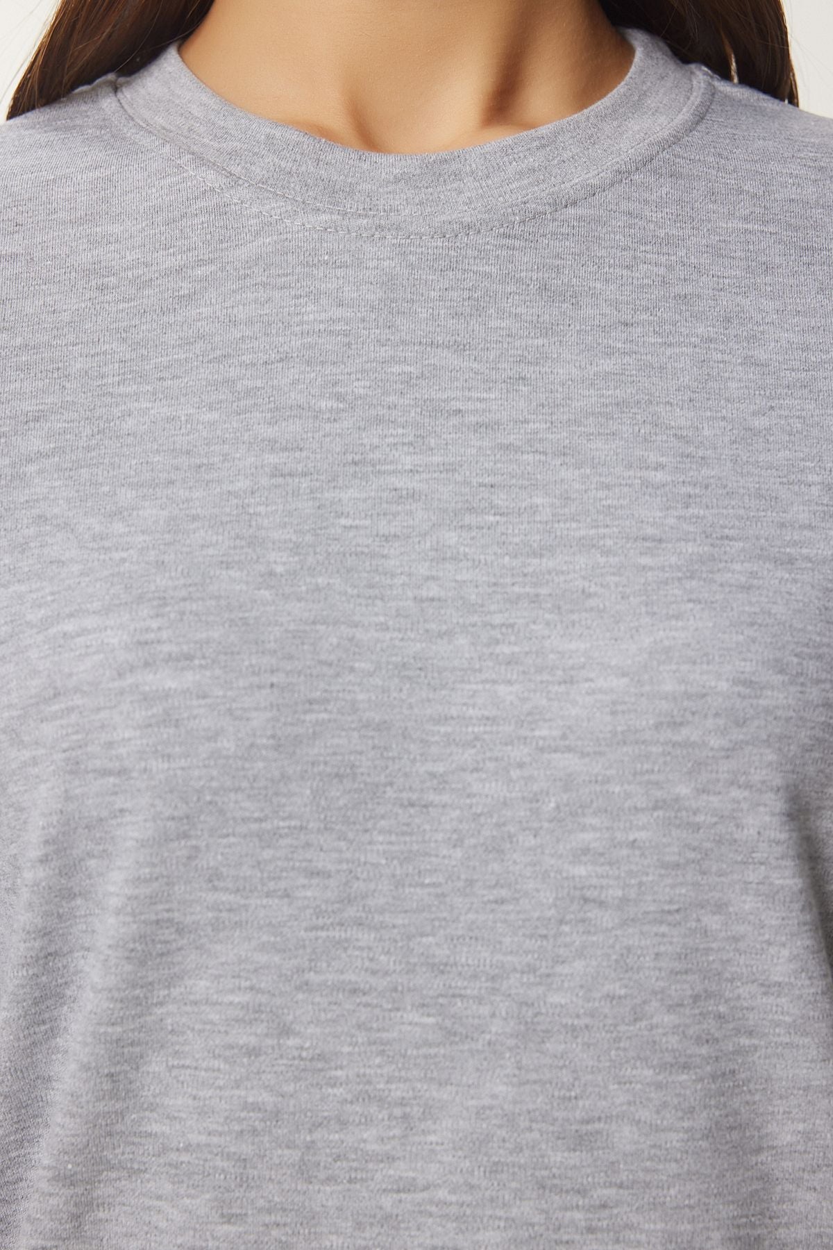 Siyah Gri Melanj 2'Li Paket Pamuklu Basic Örme T-Shirt AG00002