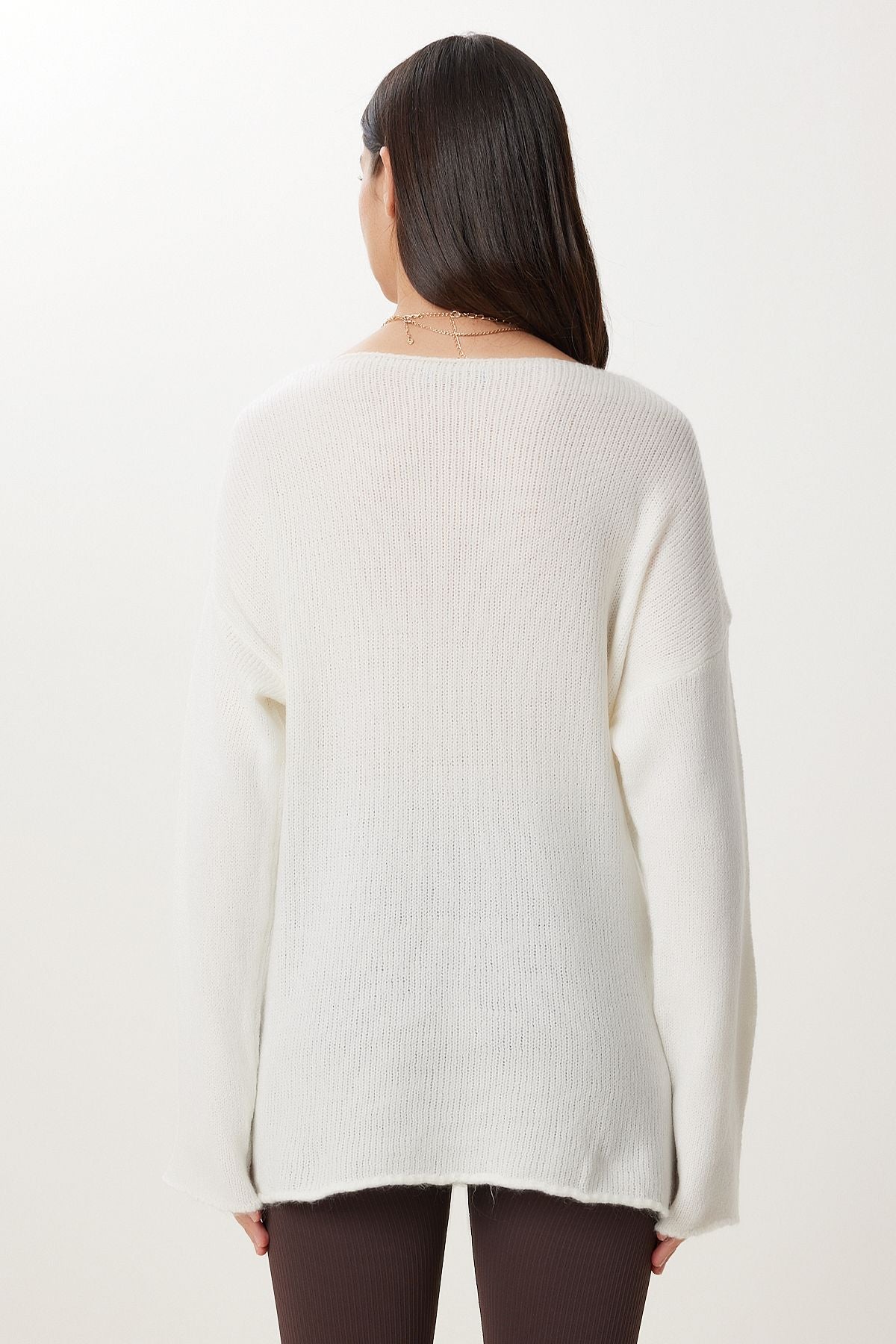 Ekru Basic Oversize Triko Kazak CR00525