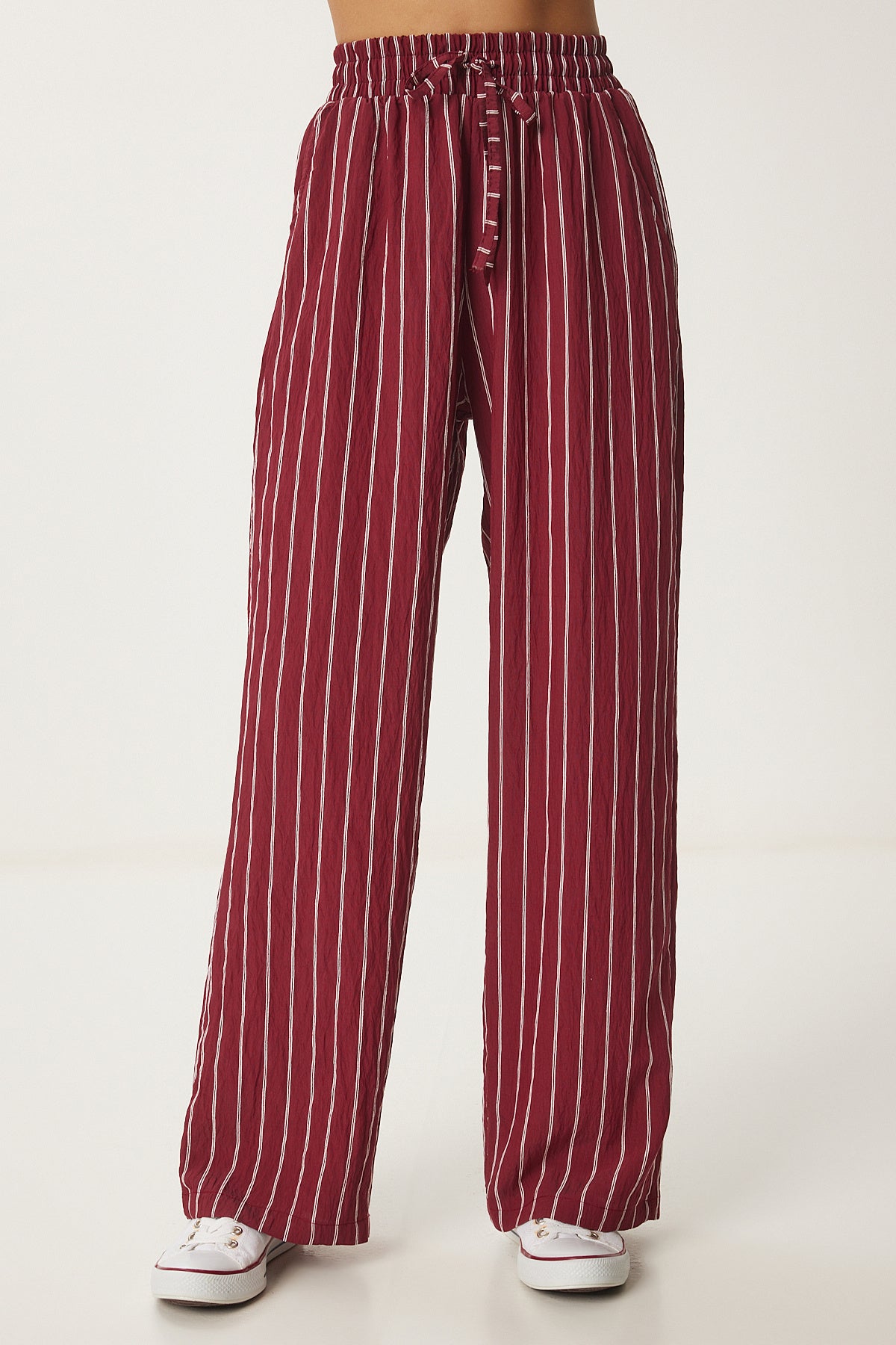 Bordo Çizgili Gömlek Pantolon Takım BY00058