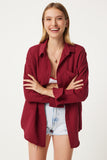 Bordo Oversize Basic Müslin Gömlek  MX00150