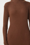 Kahverengi Dik Yaka Yırtmaçlı Saran Triko Elbise DD01338
