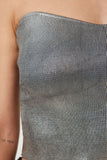 Metalik Gri Işıltılı Esnek Crop Straplez Bluz NS00434