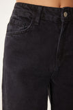 Siyah Orta Bel Geniş Paça Jean FN03413