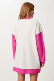 Pembe Kemik Oversize Kontrast Renkli Triko Hırka YY00262